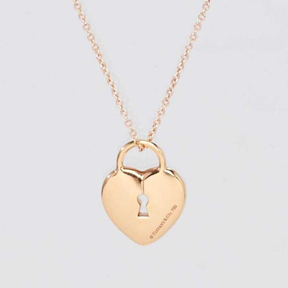 Tiffany & Co. 18k Rose Gold and Diamond Heart Lock Pendant Necklace - Picture 2 of 7